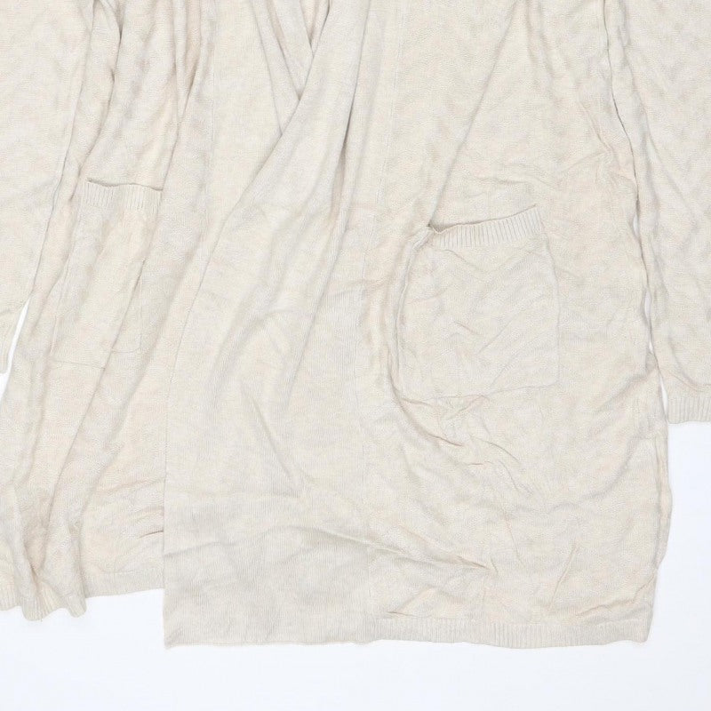 Laura Ashley Women’s Ivory UK 18 Open Knit Cardigan Pockets Long Sleeve