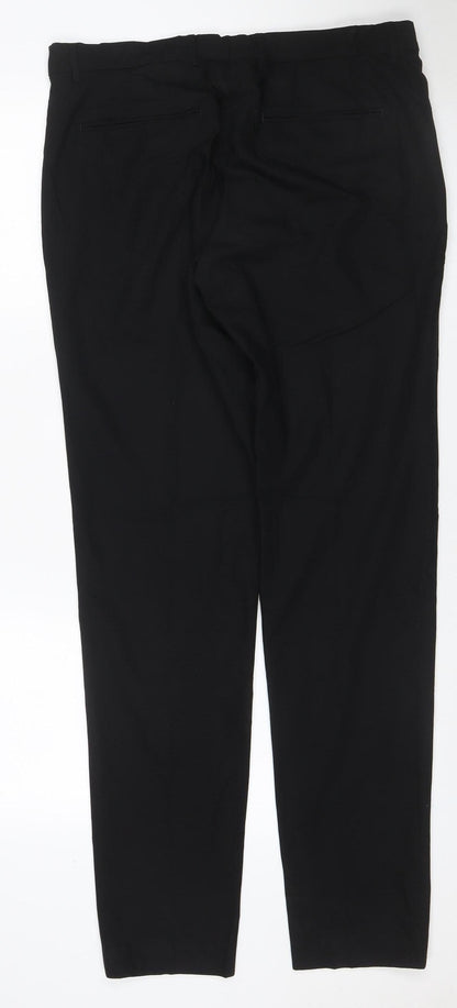 Zara Women Black UK 14 Straight Tailored Viscose Blend Dress Trousers