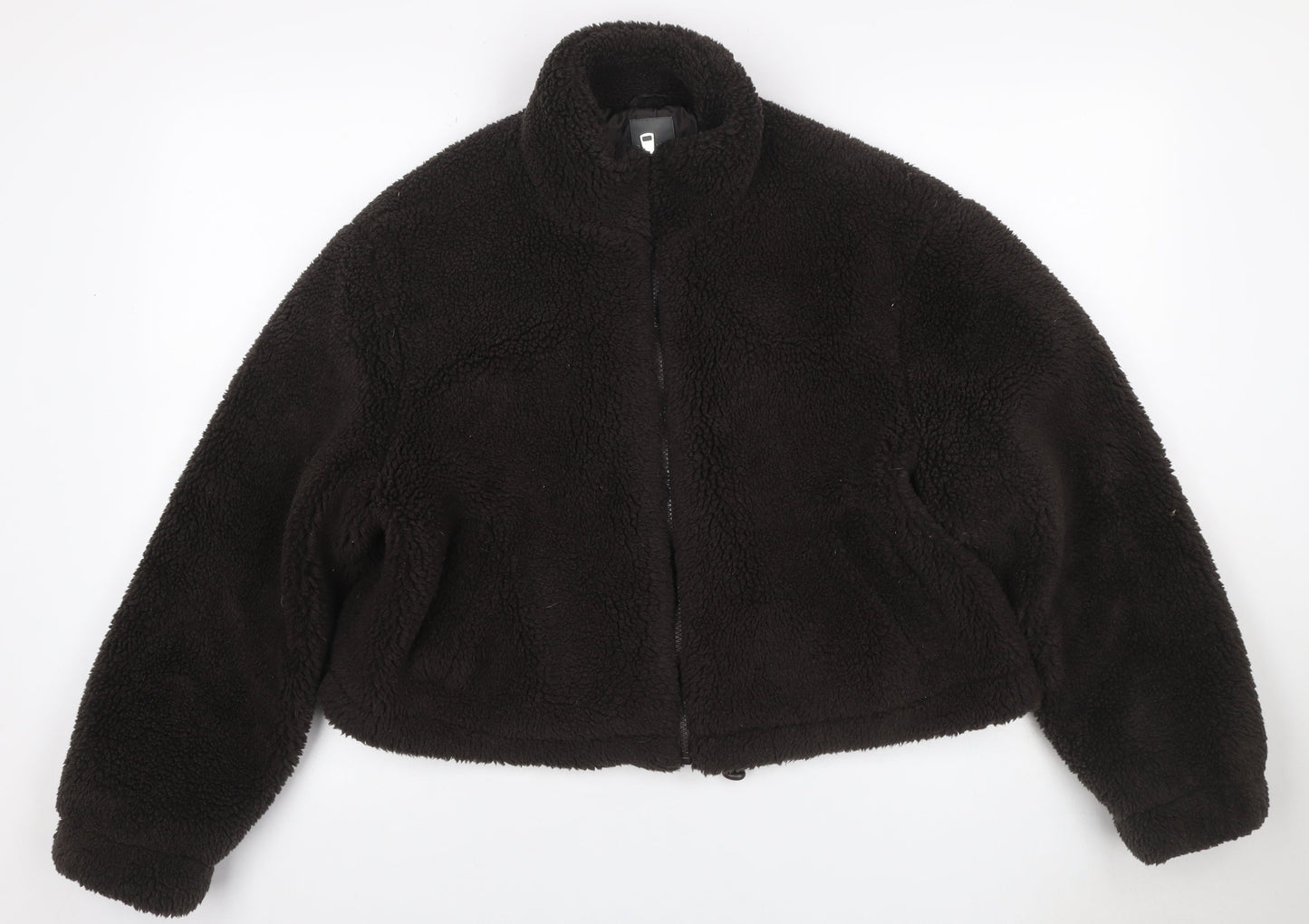 Primark Women’s Black UK 12 Teddy Fleece Cropped Zip Jacket