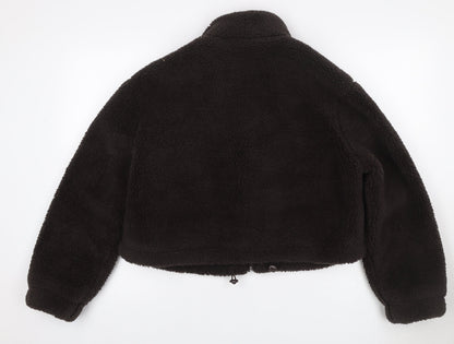 Primark Women’s Black UK 12 Teddy Fleece Cropped Zip Jacket