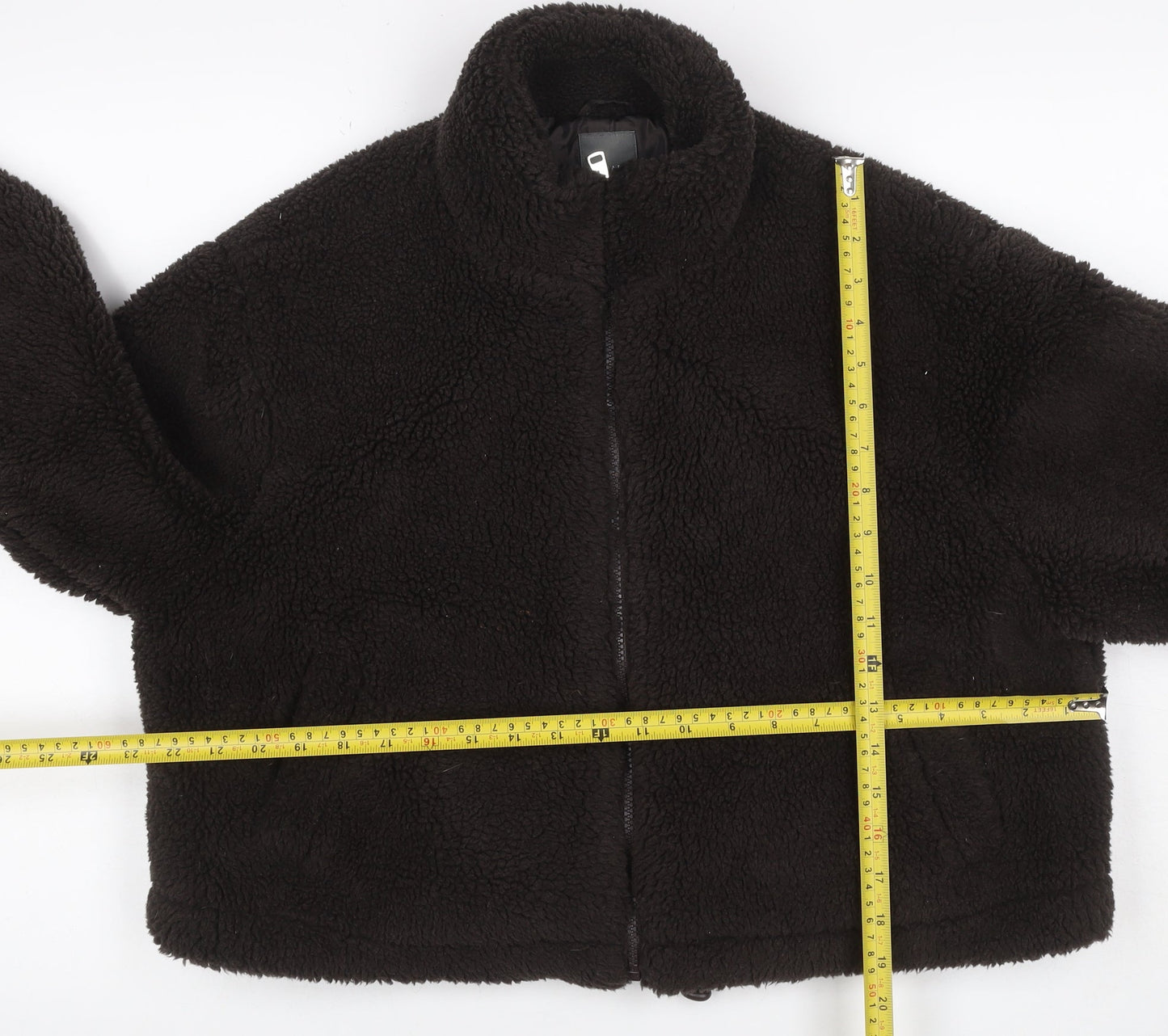 Primark Women’s Black UK 12 Teddy Fleece Cropped Zip Jacket