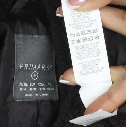 Primark Women’s Black UK 12 Teddy Fleece Cropped Zip Jacket