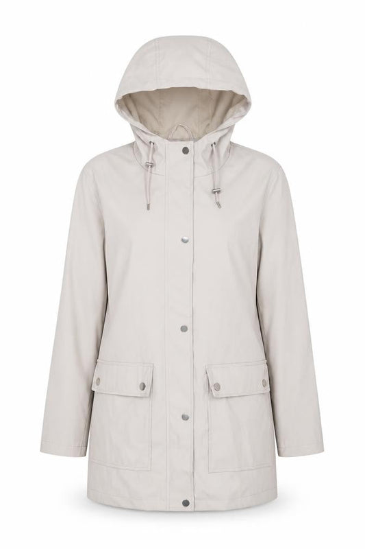 New Look Women’s Ivory Hooded Parka Jacket UK 8 Snap Zip Pockets