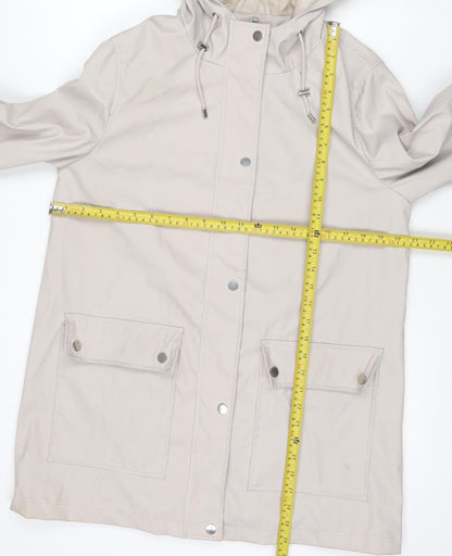 New Look Women’s Ivory Hooded Parka Jacket UK 8 Snap Zip Pockets