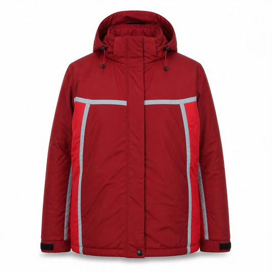 Brugi Women Red S Hooded Ski Jacket Reflective Insulated Full Zip