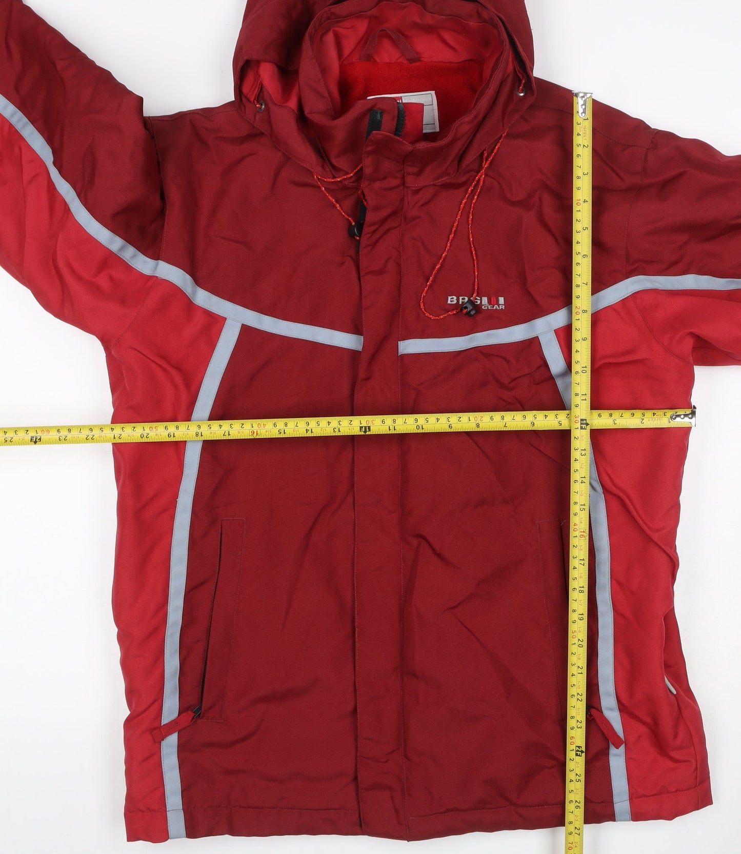 Brugi Women Red S Hooded Ski Jacket Reflective Insulated Full Zip