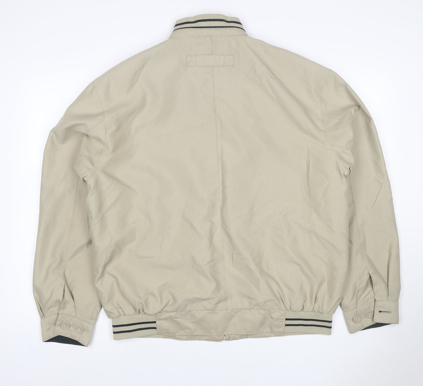 MAN Mens Beige M Bomber Jacket Full Zip Striped Collar