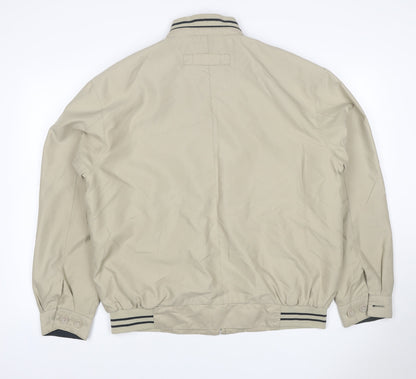 MAN Mens Beige M Bomber Jacket Full Zip Striped Collar