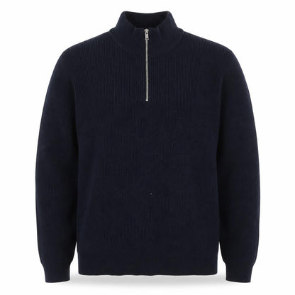 Marks & Spencer Men Blue XL 1/4 Zip Rib Knit Jumper