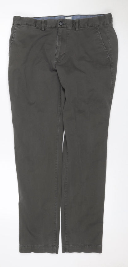Gap Men’s Grey Chino Trousers 34x32 Straight Leg Cotton Stretch