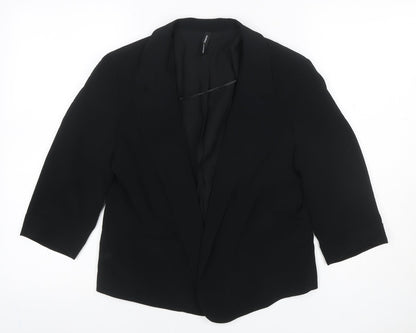 Marks & Spencer Women Black UK 10 Open Front 3/4 Sleeve Blazer
