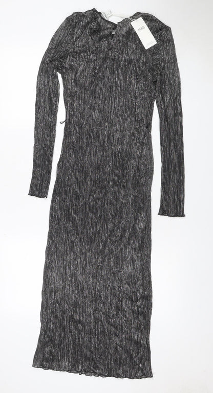 Marks and Spencer Women Black Glitter Long Shift Dress UK 10