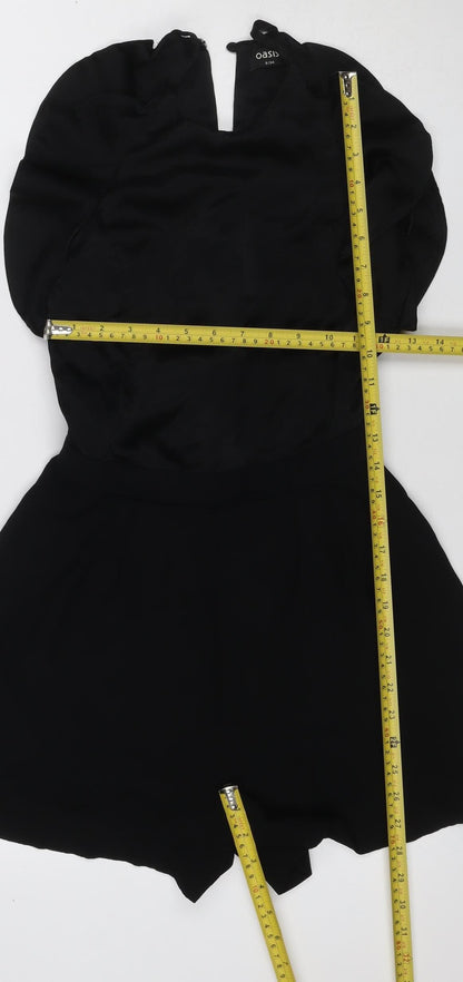 SISPO Women’s Black UK 8 Wide-Leg Ruffle Strap Jumpsuit