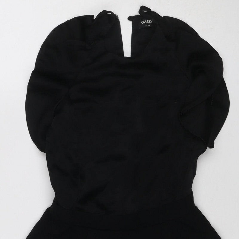 SISPO Women’s Black UK 8 Wide-Leg Ruffle Strap Jumpsuit