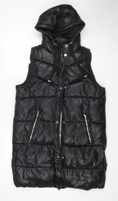 By Very Women’s Black Size 12 Long Hooded Puffer Gilet Jacket