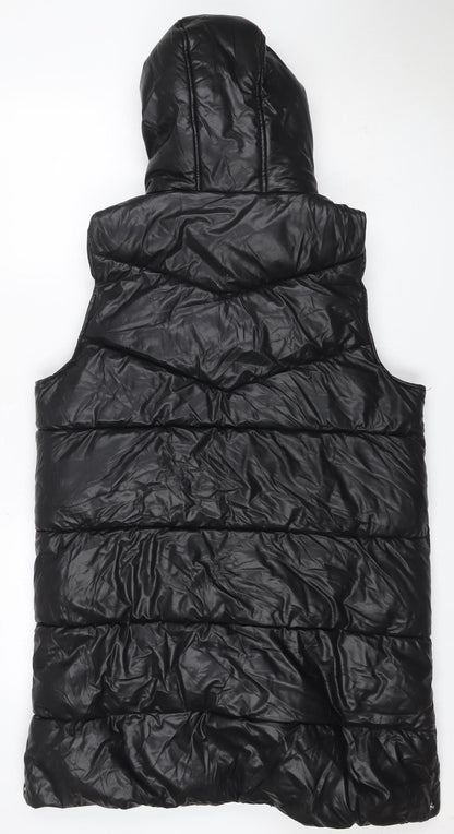 By Very Women’s Black Size 12 Long Hooded Puffer Gilet Jacket