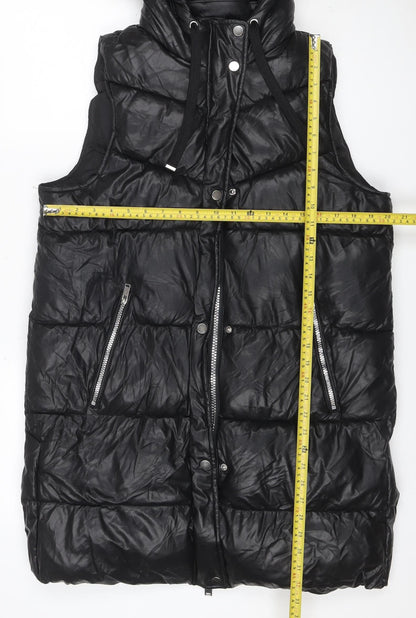 By Very Women’s Black Size 12 Long Hooded Puffer Gilet Jacket