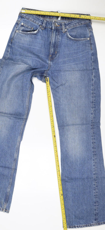 Weekday Women Blue 28/32 High Rise Wide-Leg Button Fly Jeans