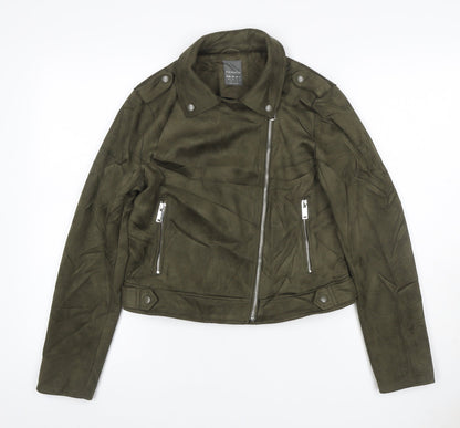 Primark Women’s Green UK 12 Faux Suede Biker Jacket Zip