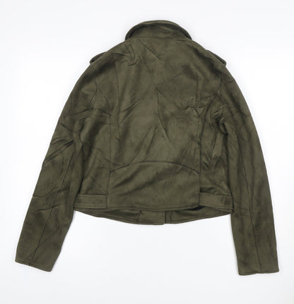 Primark Women’s Green UK 12 Faux Suede Biker Jacket Zip