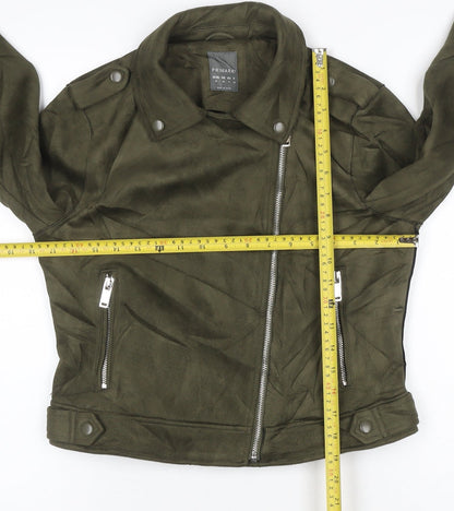Primark Women’s Green UK 12 Faux Suede Biker Jacket Zip