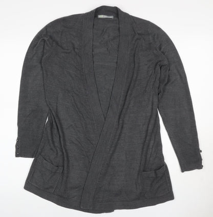 Marks and Spencer Women Grey Size 12 Open Knit Cardigan Pockets