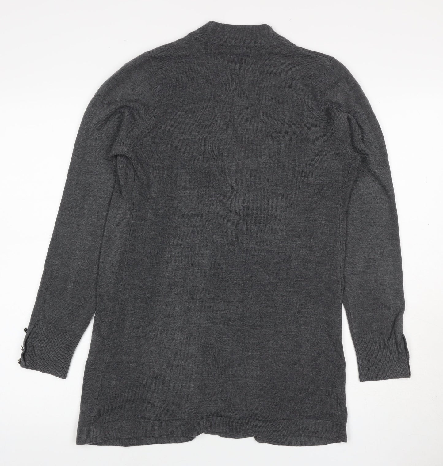 Marks and Spencer Women Grey Size 12 Open Knit Cardigan Pockets