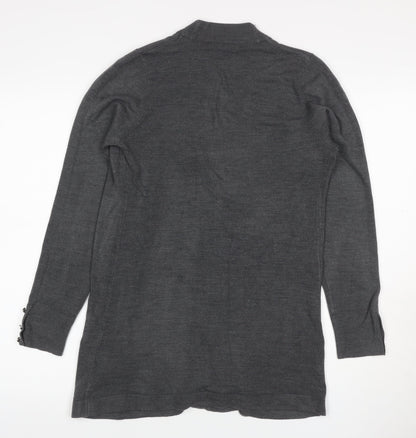 Marks and Spencer Women Grey Size 12 Open Knit Cardigan Pockets