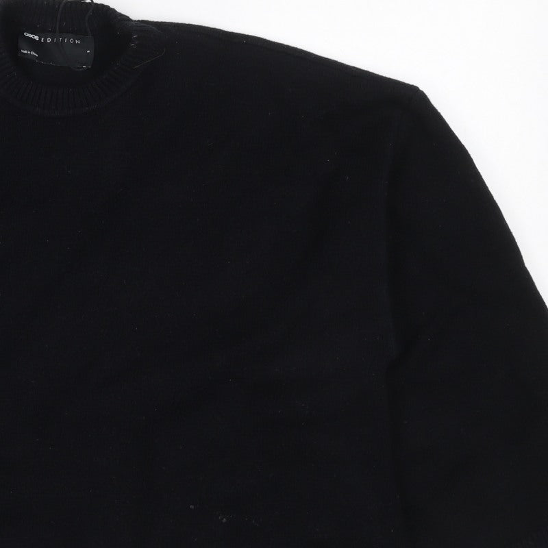 ASOS Edition Women Black S Relaxed Crew Neck 3/4 Sleeve Knit Jumper