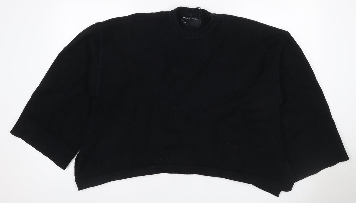 ASOS Edition Women Black S Relaxed Crew Neck 3/4 Sleeve Knit Jumper