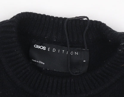 ASOS Edition Women Black S Relaxed Crew Neck 3/4 Sleeve Knit Jumper