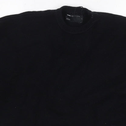 ASOS Edition Women Black S Relaxed Crew Neck 3/4 Sleeve Knit Jumper
