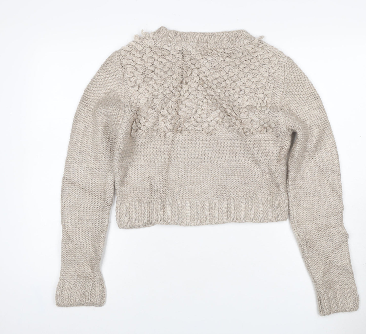 Marks and Spencer Women Beige M Chunky Knit Wool Blend Jumper