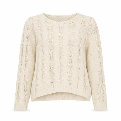 H&M Women Ivory XS Cable Knit Chunky Pullover Jumper Cotton Blend
