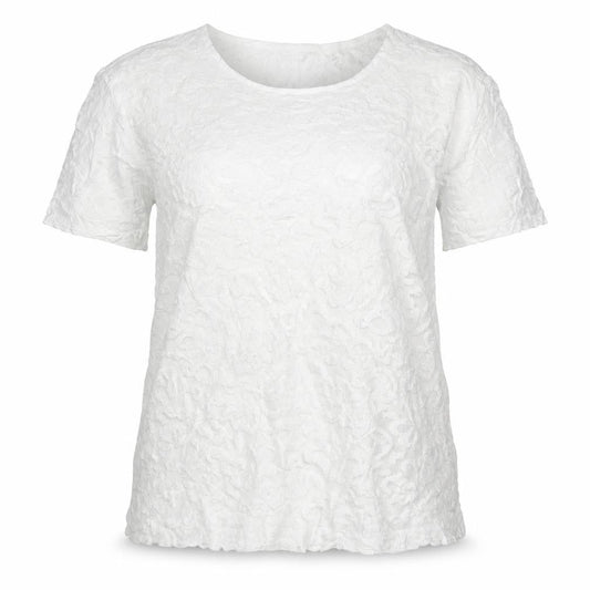 Reiss Women White M Floral Lace Puff Sleeve Short Sleeve T-Shirt