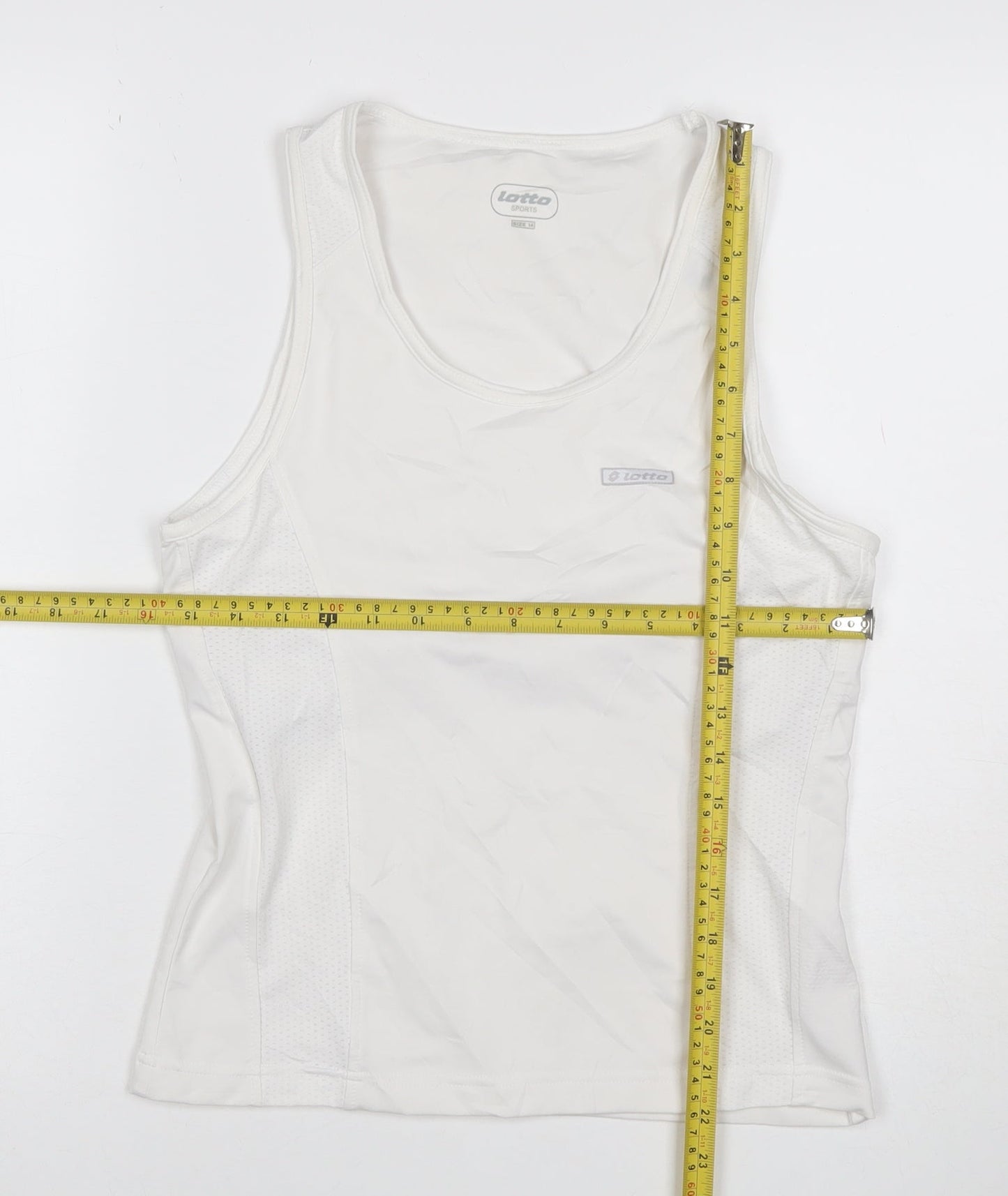 Lotto Women White Size 14 Athletic Mesh Panel Stretch Tank Top