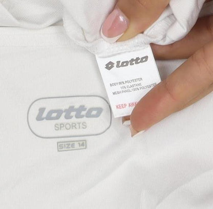 Lotto Women White Size 14 Athletic Mesh Panel Stretch Tank Top