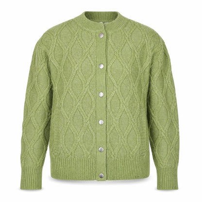 Marks & Spencer Women Green Size S Cable Knit Button Cardigan