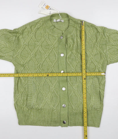 M&S Women Green Size S Cable Knit Button Cardigan