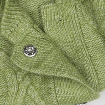 M&S Women Green Size S Cable Knit Button Cardigan