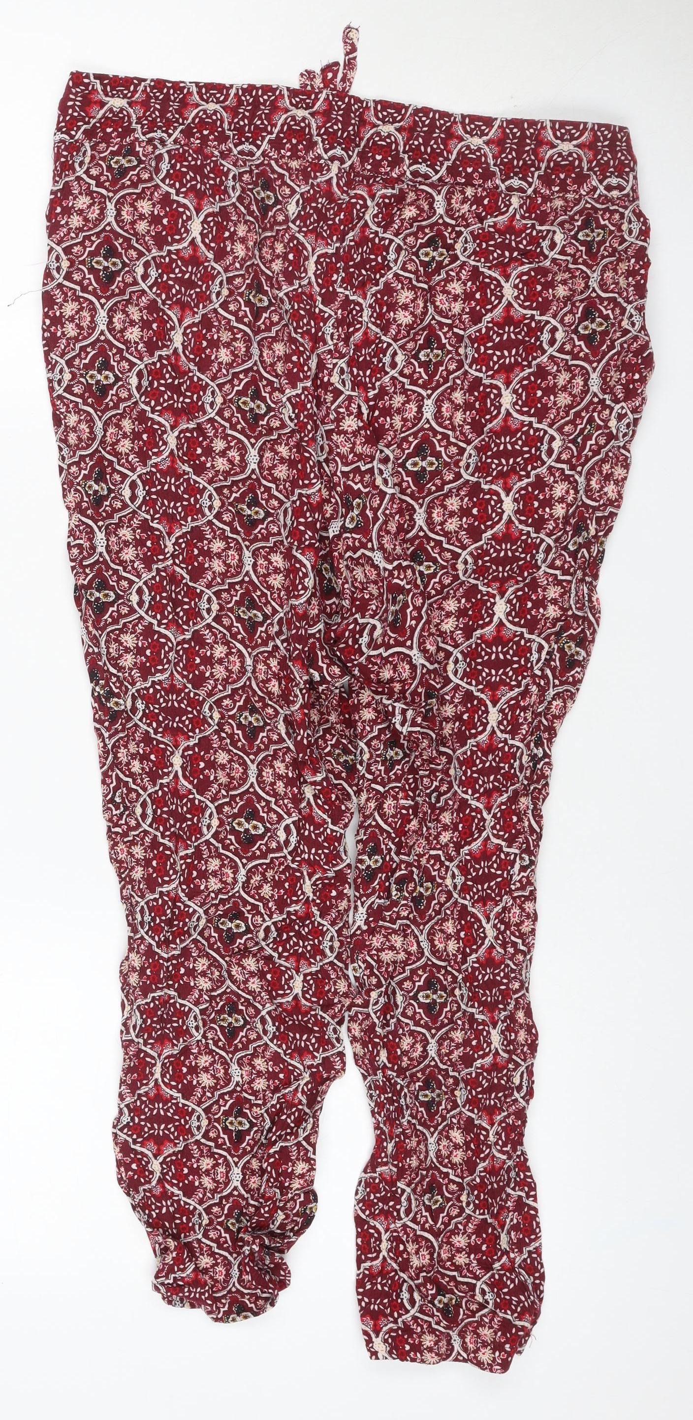 Marks and Spencer Womens Red UK 12 Viscose Harem Trousers