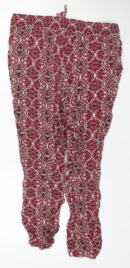 Marks and Spencer Womens Red UK 12 Viscose Harem Trousers