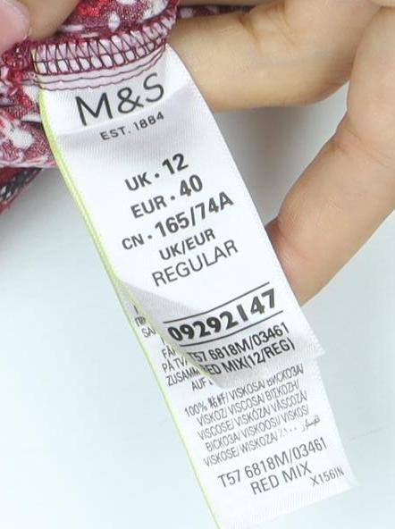 Marks and Spencer Womens Red UK 12 Viscose Harem Trousers