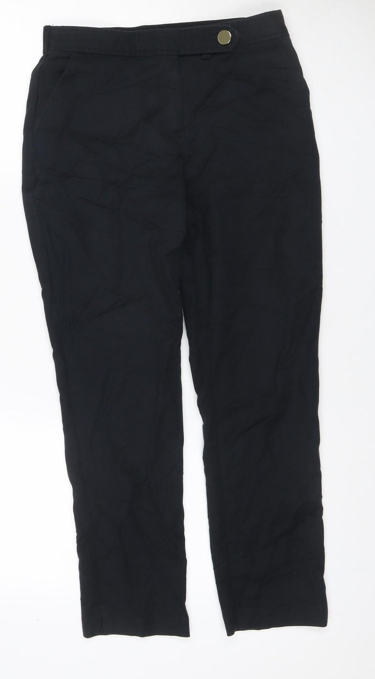 F&F Women’s Black UK 10 Wide-Leg Trousers Smart Zip Pockets