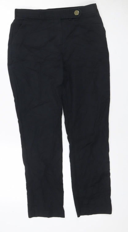 F&F Women’s Black UK 10 Wide-Leg Trousers Smart Zip Pockets