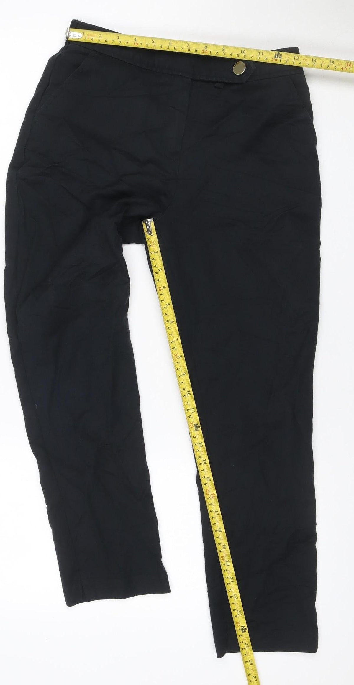 F&F Women’s Black UK 10 Wide-Leg Trousers Smart Zip Pockets