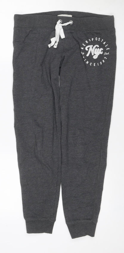 Aeropostale Women Grey M Jogger Sweatpants Logo Drawstring