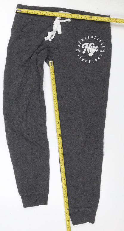 Aeropostale Women Grey M Jogger Sweatpants Logo Drawstring