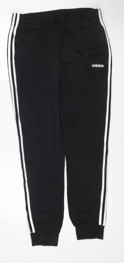 adidas Women Black UK 12-14 M Track Pants 3 Stripe Tapered Joggers
