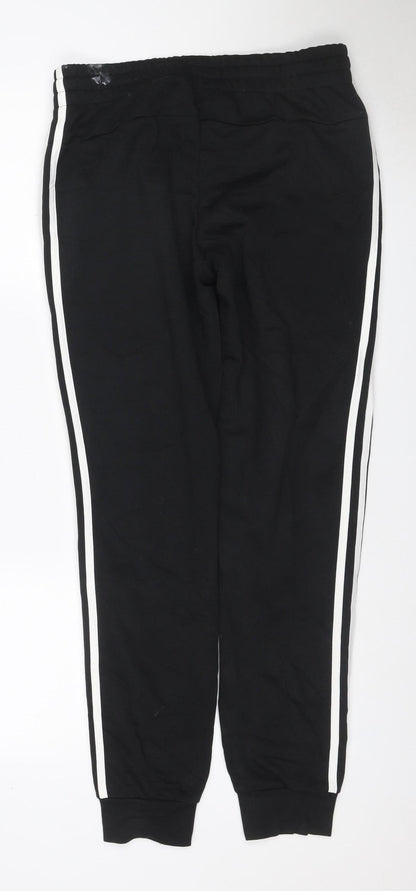 adidas Women Black UK 12-14 M Track Pants 3 Stripe Tapered Joggers